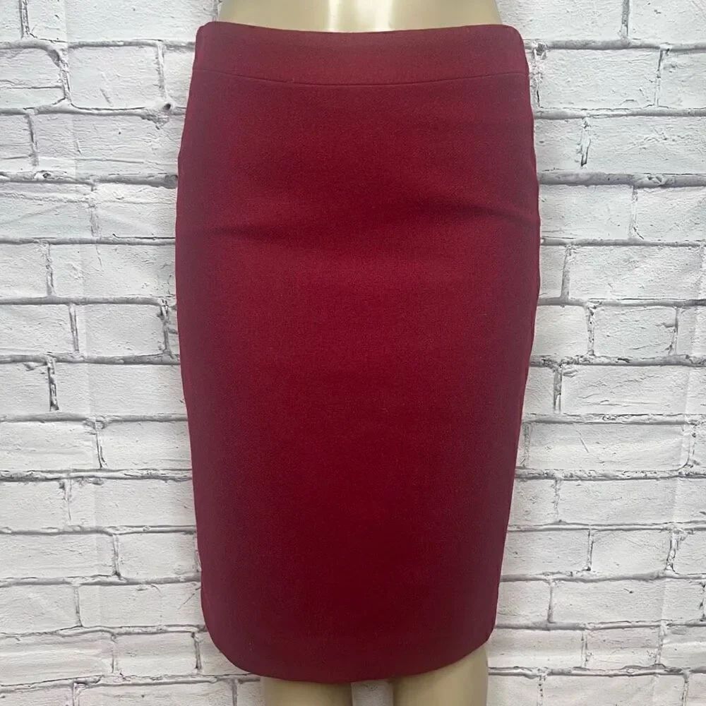J.Crew Women's Burgundy Wool The Pencil Skirt Size 4